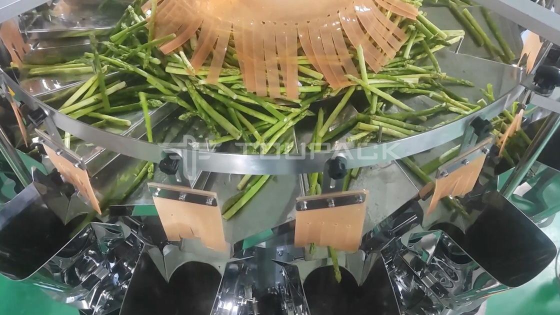 PLC Máy cân tự động Bao bì Long Strip Sản phẩm Asparagus 14 Head Multihead Weigher