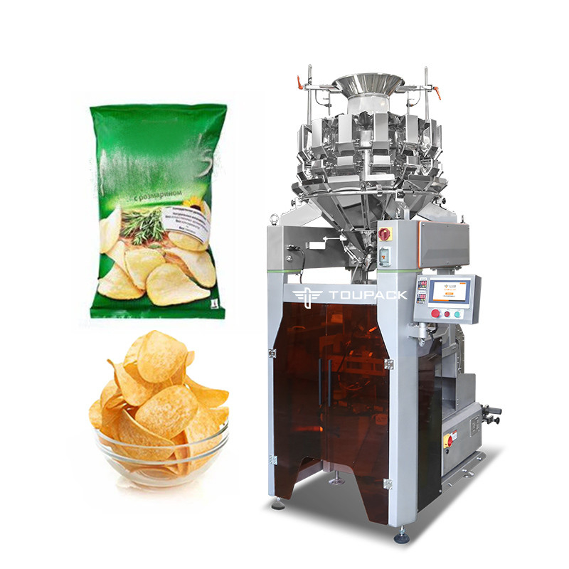 Chips khoai tây tự động đồ ăn nhẹ Máy đóng gói dọc Tốc độ cao 120BPM Máy cân và đóng gói thông minh