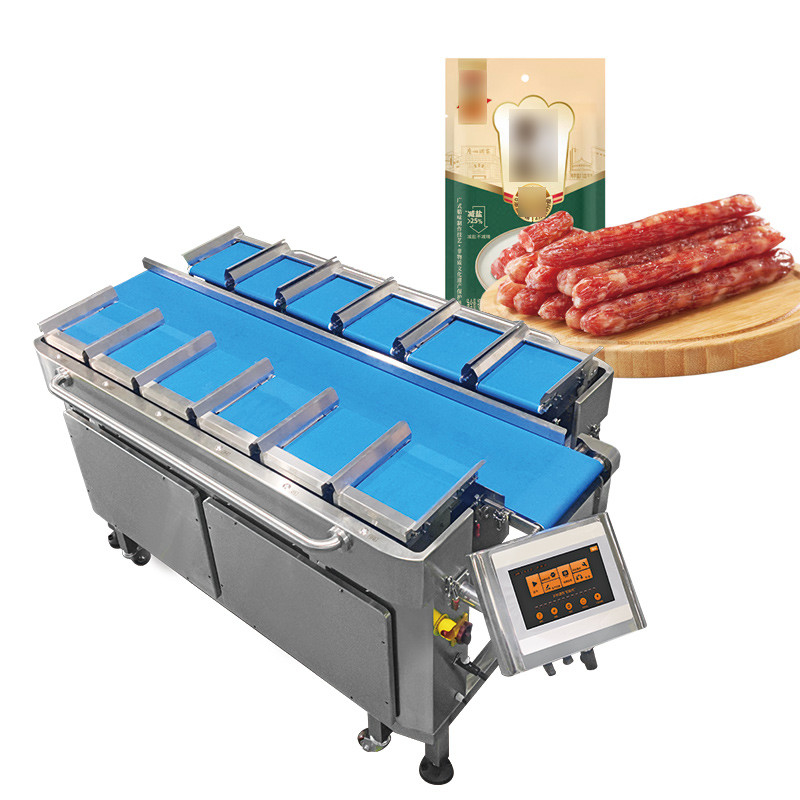 Frankfurt xúc xích nhiều đầu dây đai Feeder kết hợp cân nướng hot dog dây đai xúc xích cân đóng gói máy
