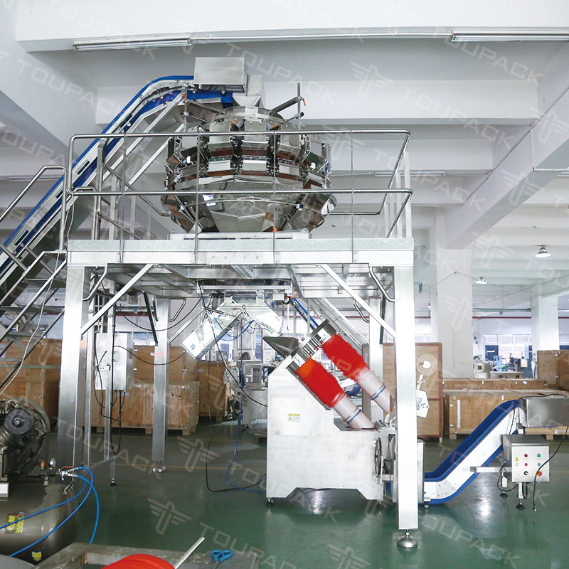 Máy cân trái cây nhiều đầu đặc biệt cho túi lưới cắt túi lưới trong suốt hoặc bán trong suốt
