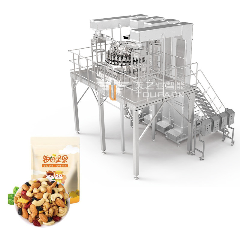Tự động đứng lên túi Doypack cân đóng gói hạt hạt đậu phộng hạt dẻo Multihead cân máy điền