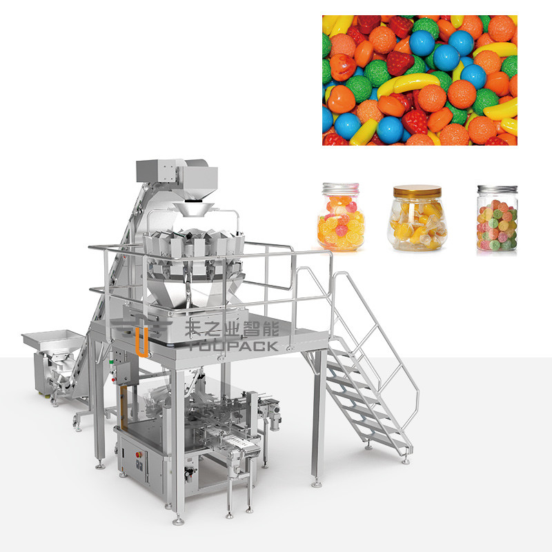 Máy nạp hộp Máy nạp kẹo mềm Máy nạp kẹo gummy Bear Máy nạp 14 đầu Máy đóng gói cân