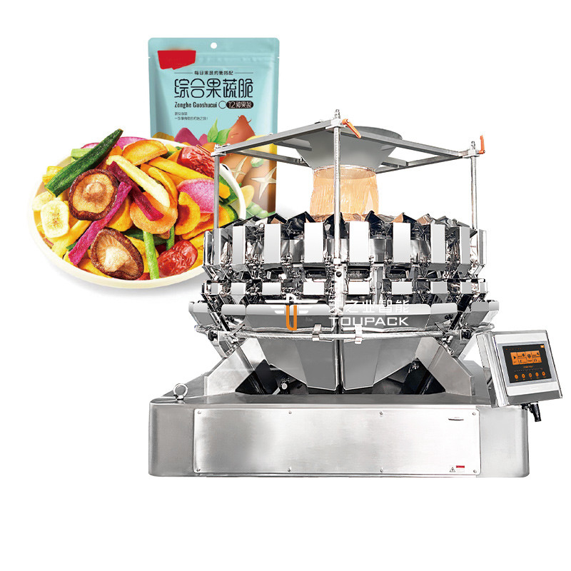 Máy cân nhiều đầu hạt thực phẩm trái cây khô sôcôla đậu gà kẹo bánh quy chuối khoai tây chiên Chips Zipper túi đóng gói