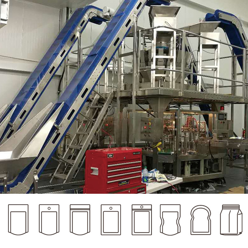 Máy đóng gói túi hoàn toàn tự động đồ ăn vặt đồ ăn vặt khoai tây chiên Popcorn Nitrogen Splashing Doypack Packing Machine