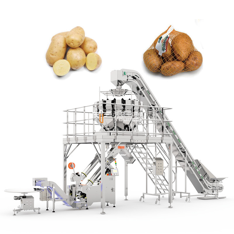 High Speed Full-automatic Stainless Steel 304/316 Mesh Bag Baler for Fruit and Vegetables with 25-40 BPM Packaging Speed