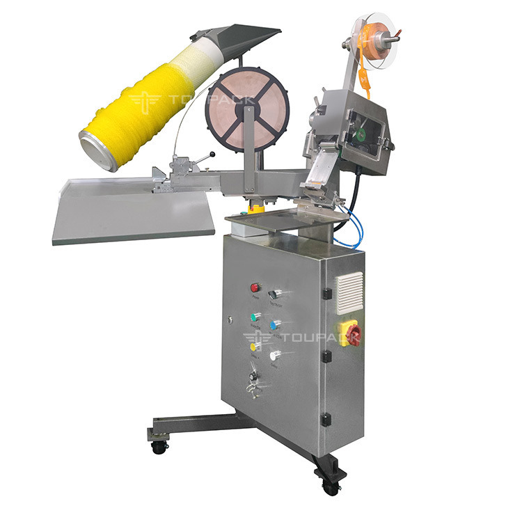 Máy đóng gói túi lưới tỏi với Staples Semi Auto Ginger Mesh Bag Clipping Packing Machine