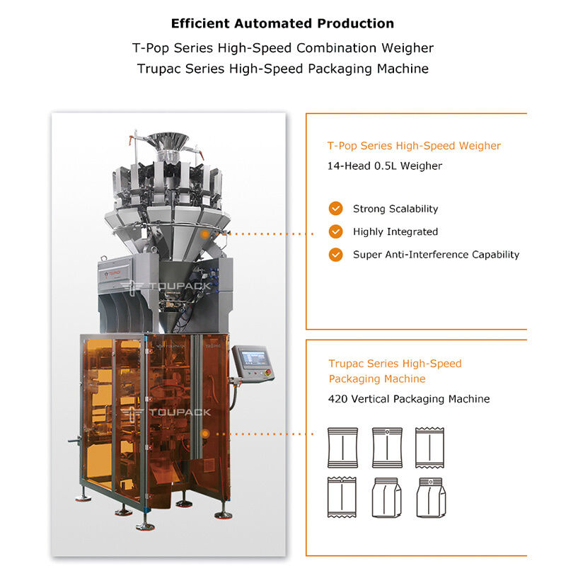 Máy đóng gói cân tự động tốc độ cao cho đồ ăn nhẹ hạt hạt hạt 5-200g Với cảm biến kỹ thuật số 20-200 túi / phút Giải pháp đóng gói thực phẩm