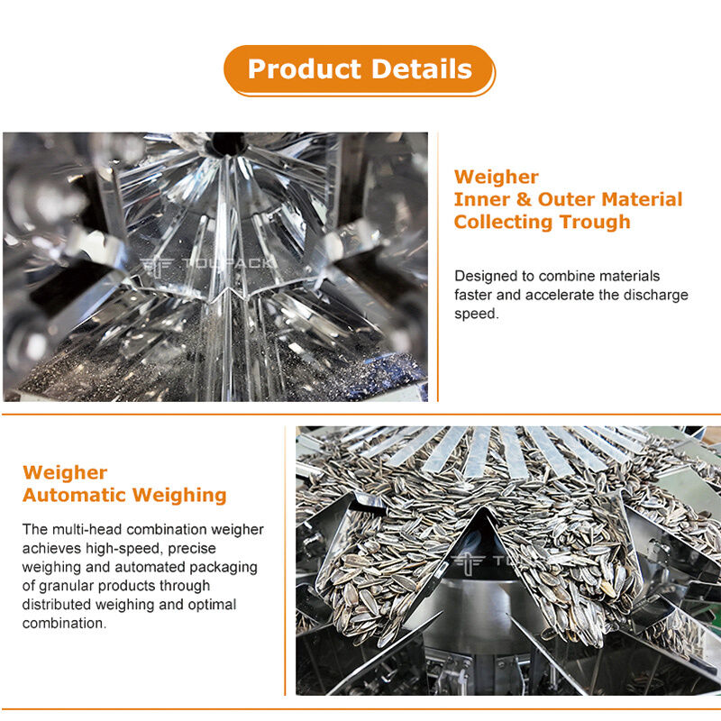 Automatic Pillow Bag Weighing Packing Machine for Snacks Nuts Granules 5-200g High Speed Food Packaging Equipment