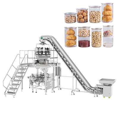 Trái cây sấy khô Snack Nut Máy chiết rót chai nhựa với băng tải nghiêng nhiều đầu