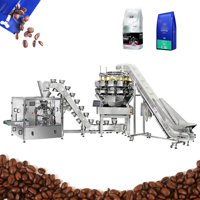 Máy đóng gói túi hạt cà phê định lượng với máy cân nhiều đầu 14 đầu Tự động chiết rót
