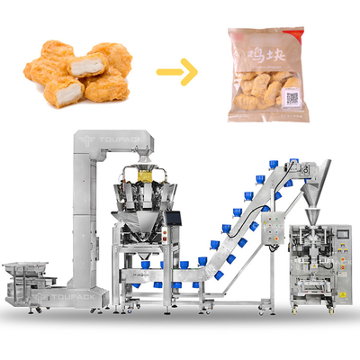 60bpm Hệ thống đóng gói tự động túi thực phẩm đông lạnh thịt bông chân gà Nuggets máy đóng gói