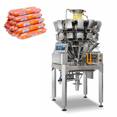 Phối hợp điều khiển kỹ thuật số Pneumatic Scale Particle Form Fill Seal Long Biscuit Ham Sausage